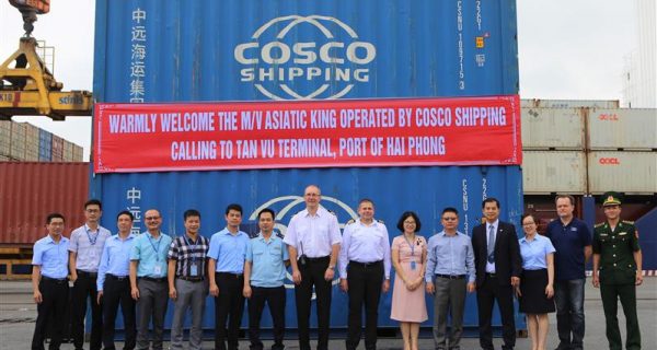 Lễ đón chuyến tàu đầu tiên ASIATIC KING V.048 của service VJS cập Cảng Tân Vũ