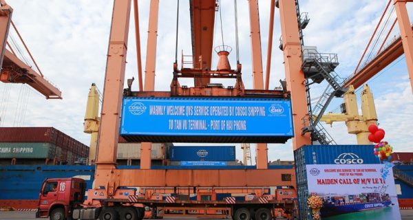 Cảng Hải Phòng đón tuyến dịch vụ thứ 4 của hãng tàu COSCO khai thác tại Chi nhánh Cảng Tân Vũ