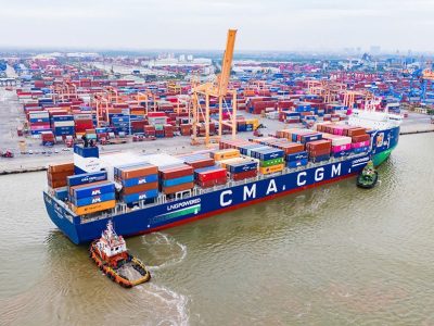 Cảng Tân Vũ đón chuyến tàu đầu tiên chạy bằng khí thiên nhiên hóa lỏng của hãng tàu CMA-CGM