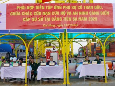 Cảng Đà Nẵng tổ chức Diễn tập ứng phó sự cố tràn dầu, phòng cháy chữa cháy, cứu nạn cứu hộ và an ninh cảng biển năm 2025